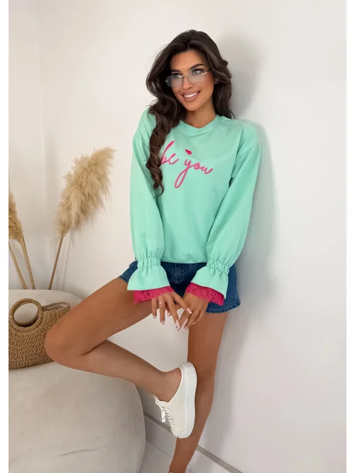 Bluza damska Be You z koronką i ozdobnym rękawem